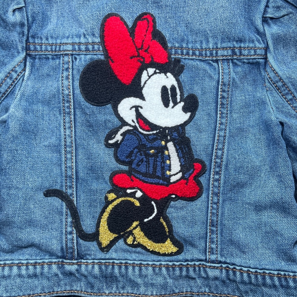 Baby Gap Denim Jacket Toddler 3T‎ Blue Excellent Minnie Mouse Disney Patch Snap